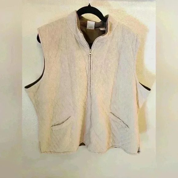 Natural Reflections Vest Adult 2X Brown Fall Zip Quilted Faux Suede Womens - Picture 1 of 11